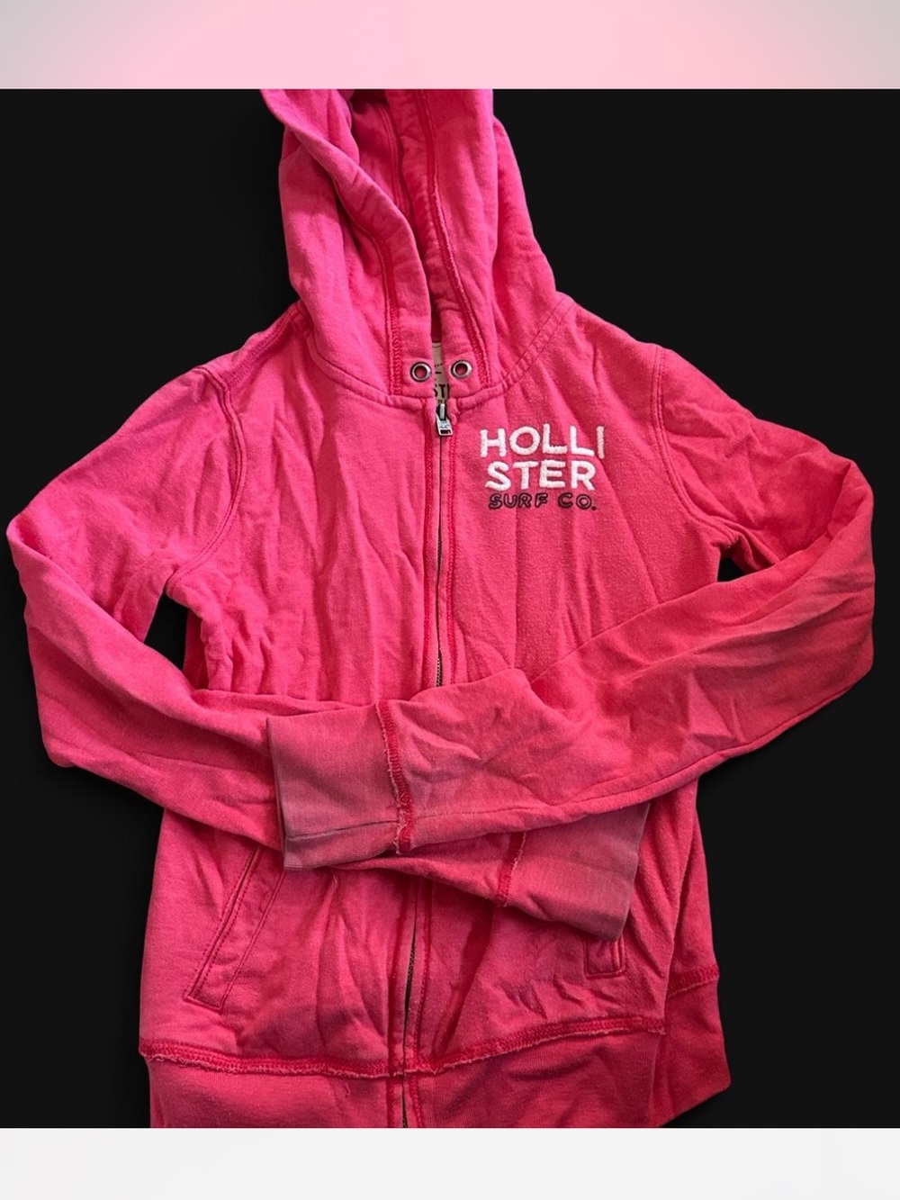 Vintage y2k Pink Hollister Co. Santa Monica beach hoodie size small